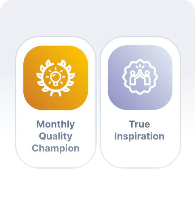 Transform evaluations into rewards with gamification badges to boost morale and engagement